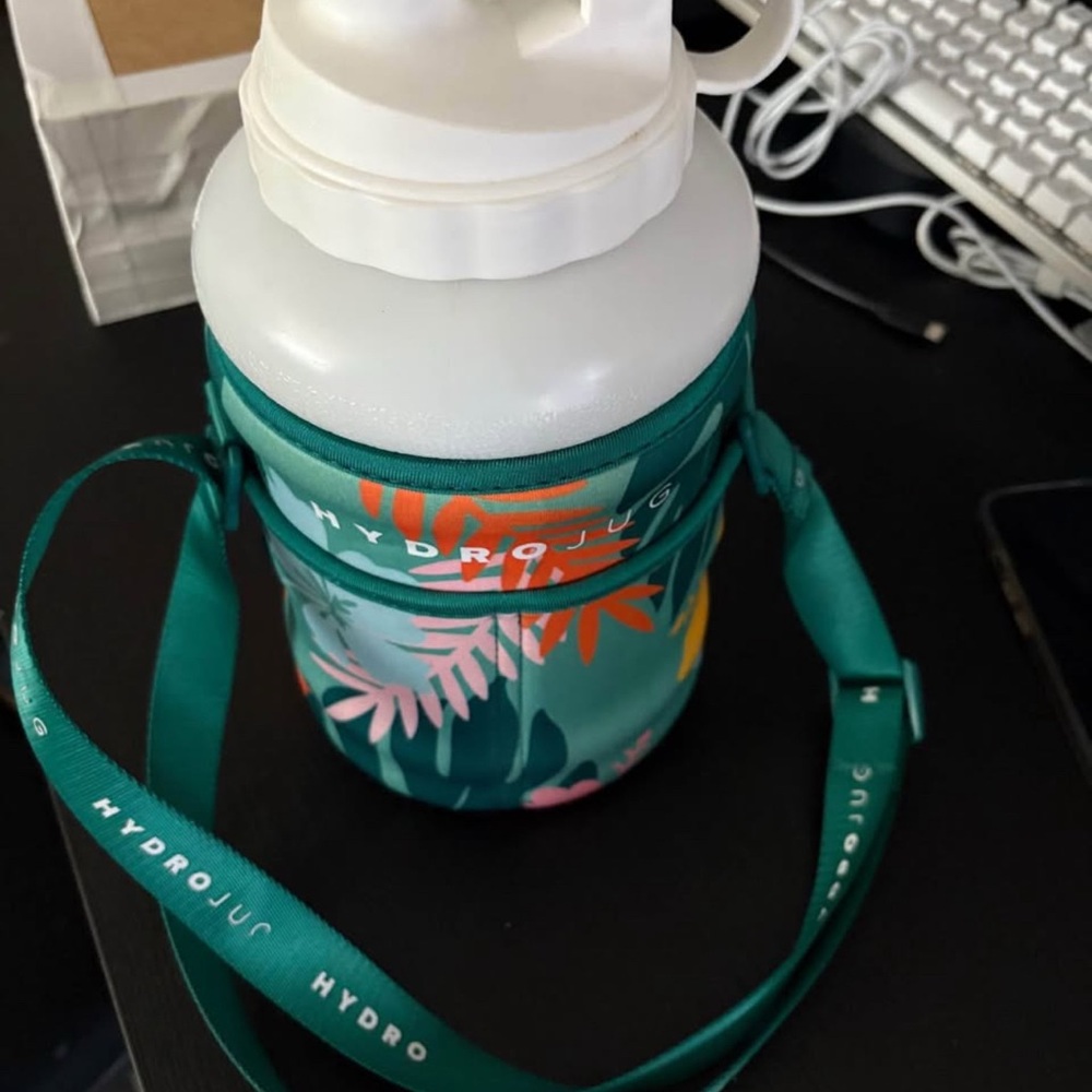 HydroJug Teal and White Bottle with Tropical Strap